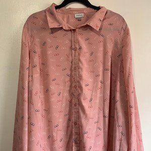 Pink Eyeglasses Button Down Shirt